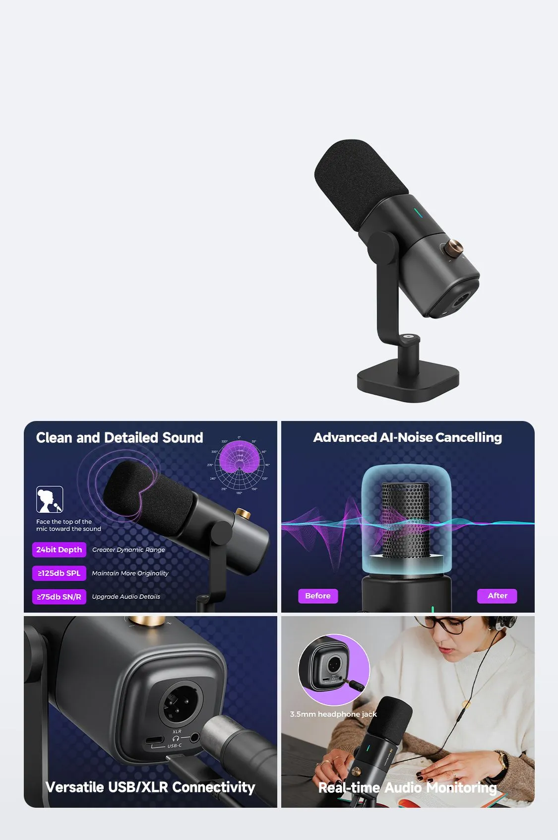 NearStream AM15X Podcast Mic USB/XLR Microphone for Podcast