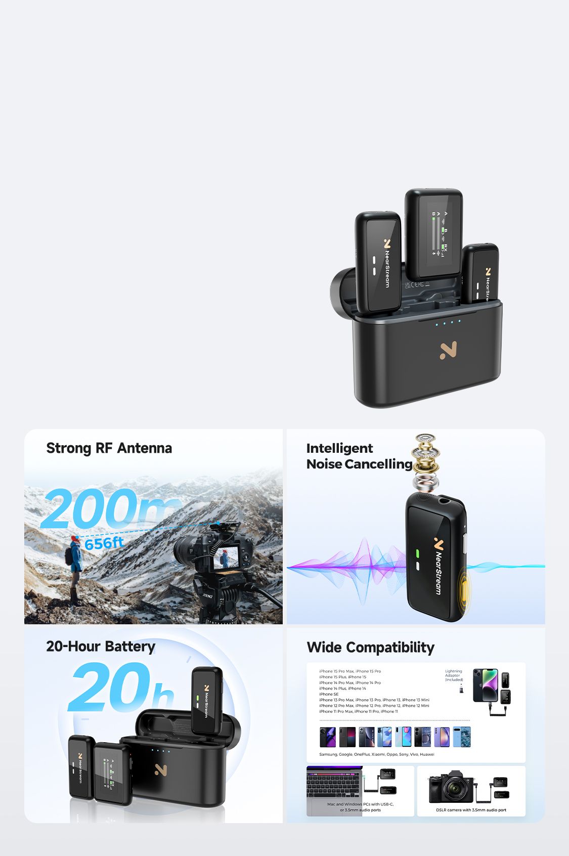 NearStream AWM20T | Dual Wireless Lavalier Microphone