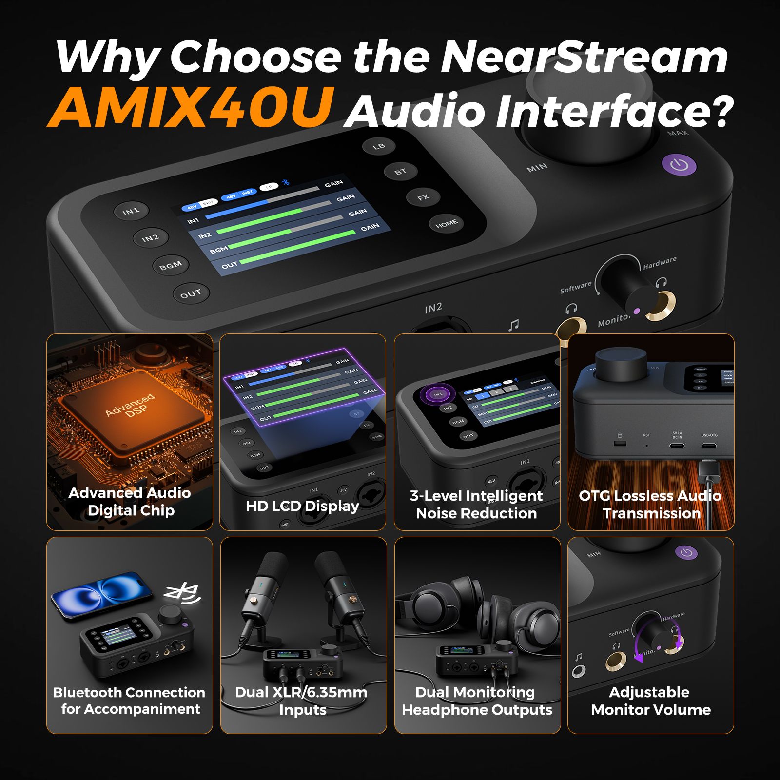 NearStream AMIX40U - Portable Audio Mixer for Podcasters