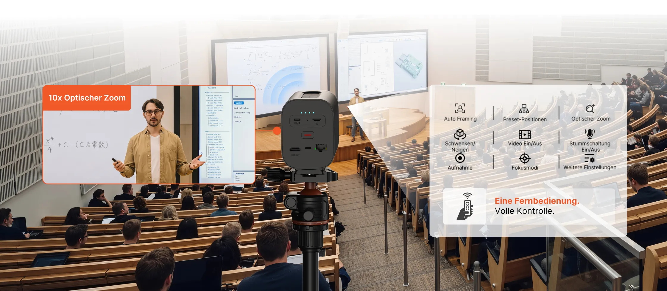 NearStream VM20 Pro 4K-Livestreamingkamera mit Fernbedienung