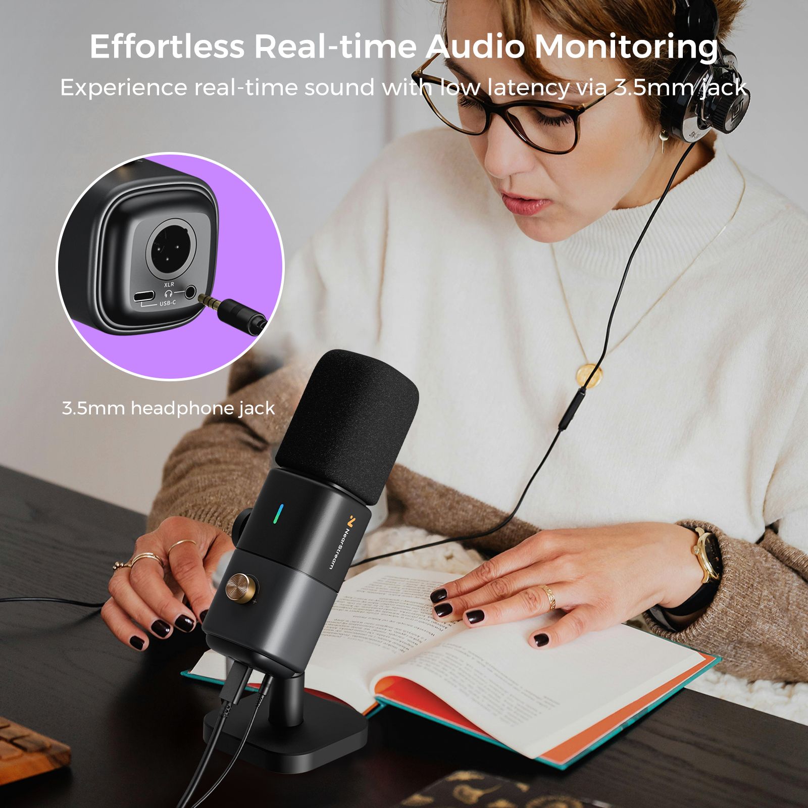 NearStream AM15X Podcast Mic - USB/XLR Microphone for Podcast