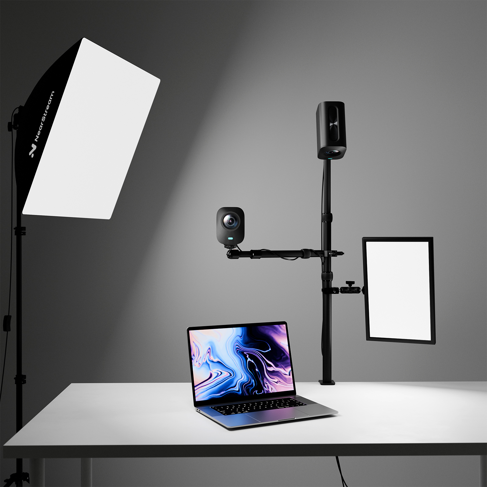 Overhead desk mount camera setup for unboxing