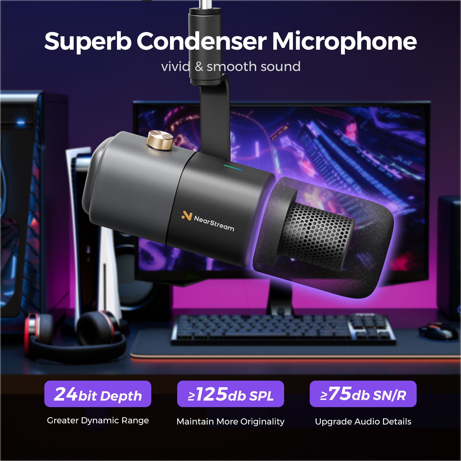 Condenser Microphone for Podcast | NearStream AM20X Studio Mic