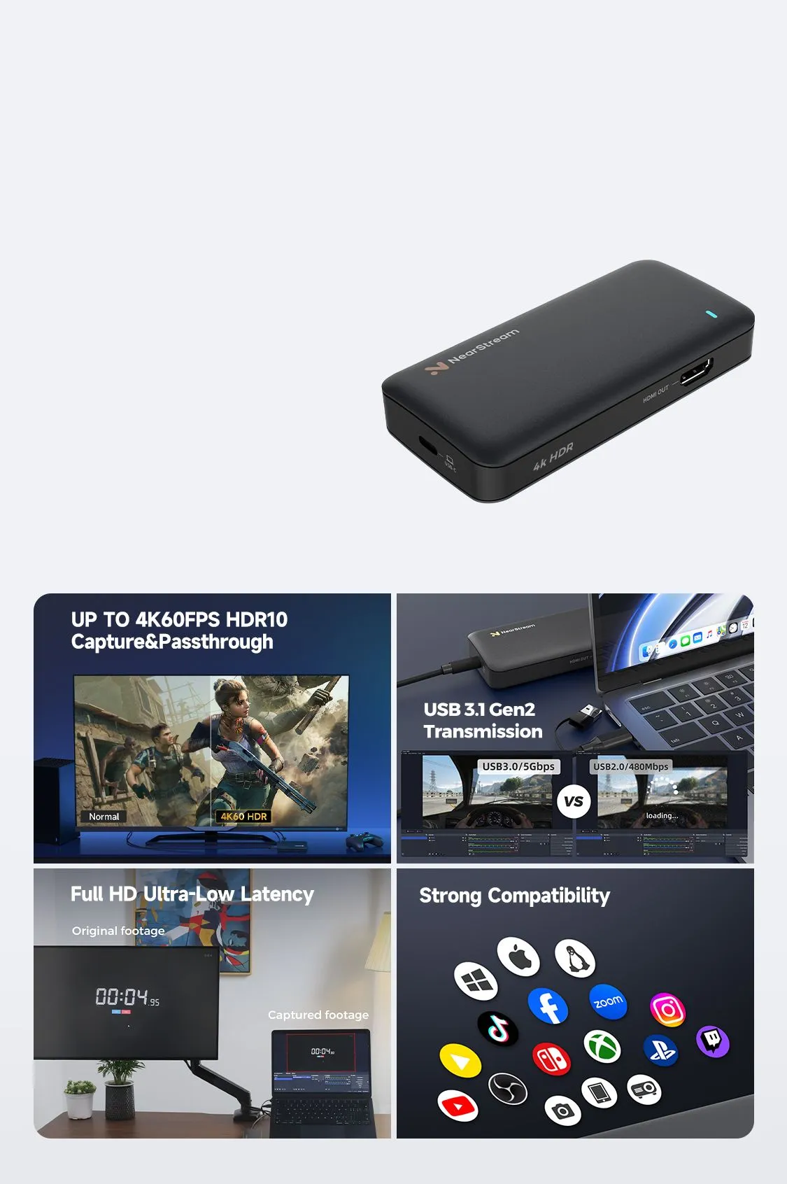 NearStream CCD30 4K USB Video Capture Card for Streaming