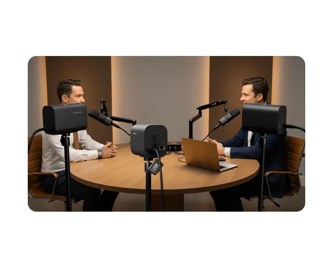 69%以上のポッドキャスターがマルチカメラ対応のプラグ＆プレイ型デバイスを好み、番組のプロフェッショナリズムを高めています。