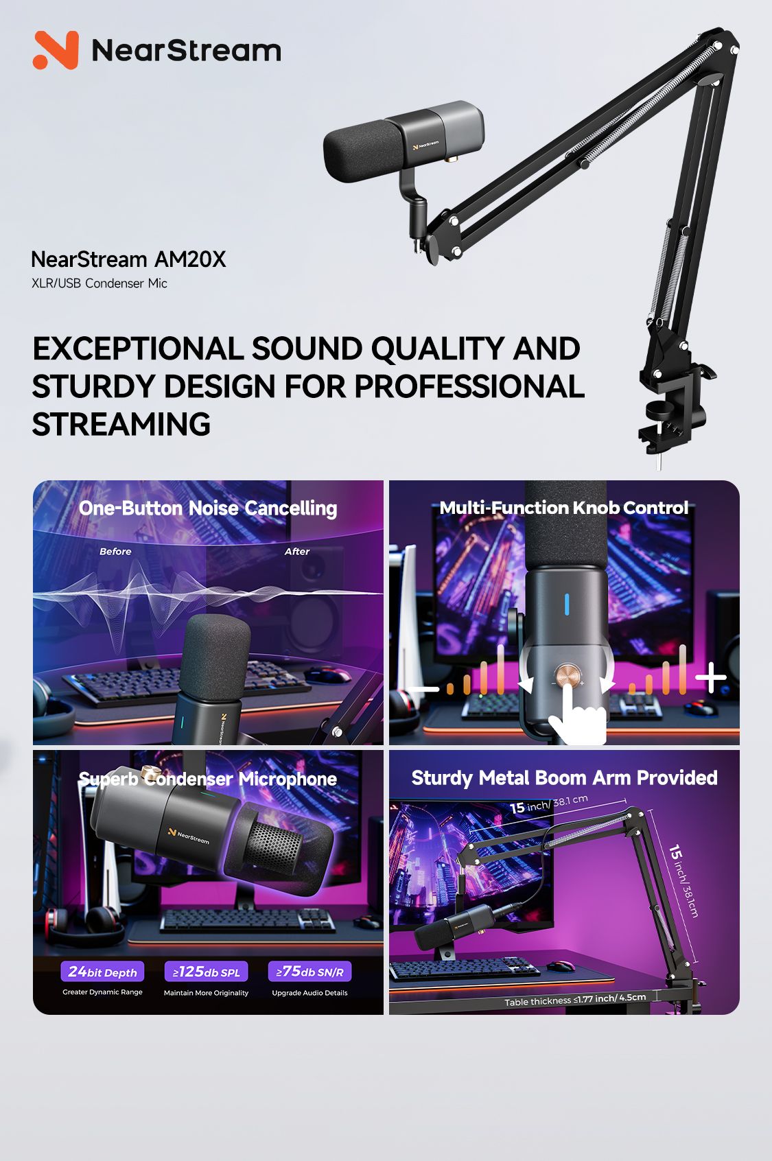 NearStream AM20X USBコンデンサーマイク　超単一指向性 Amazon.co.jp: NearStream AM20X USBコンデンサーマイク PC XLR 超単一