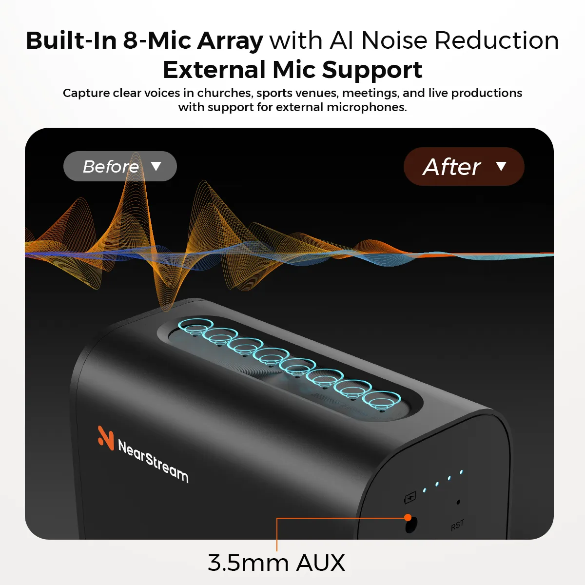 built in 8 mic array