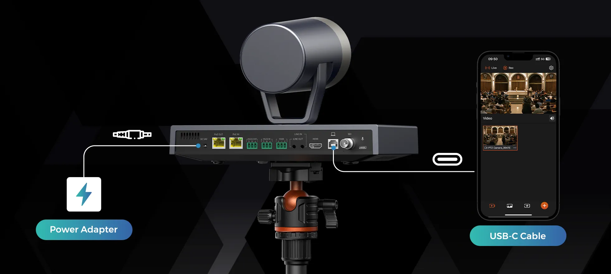 Church tech booth with OBS and video switcher software open