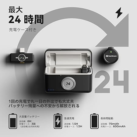 iPhone・Android・PC対応 オールインワンピンマイク型ワイヤレスマイク