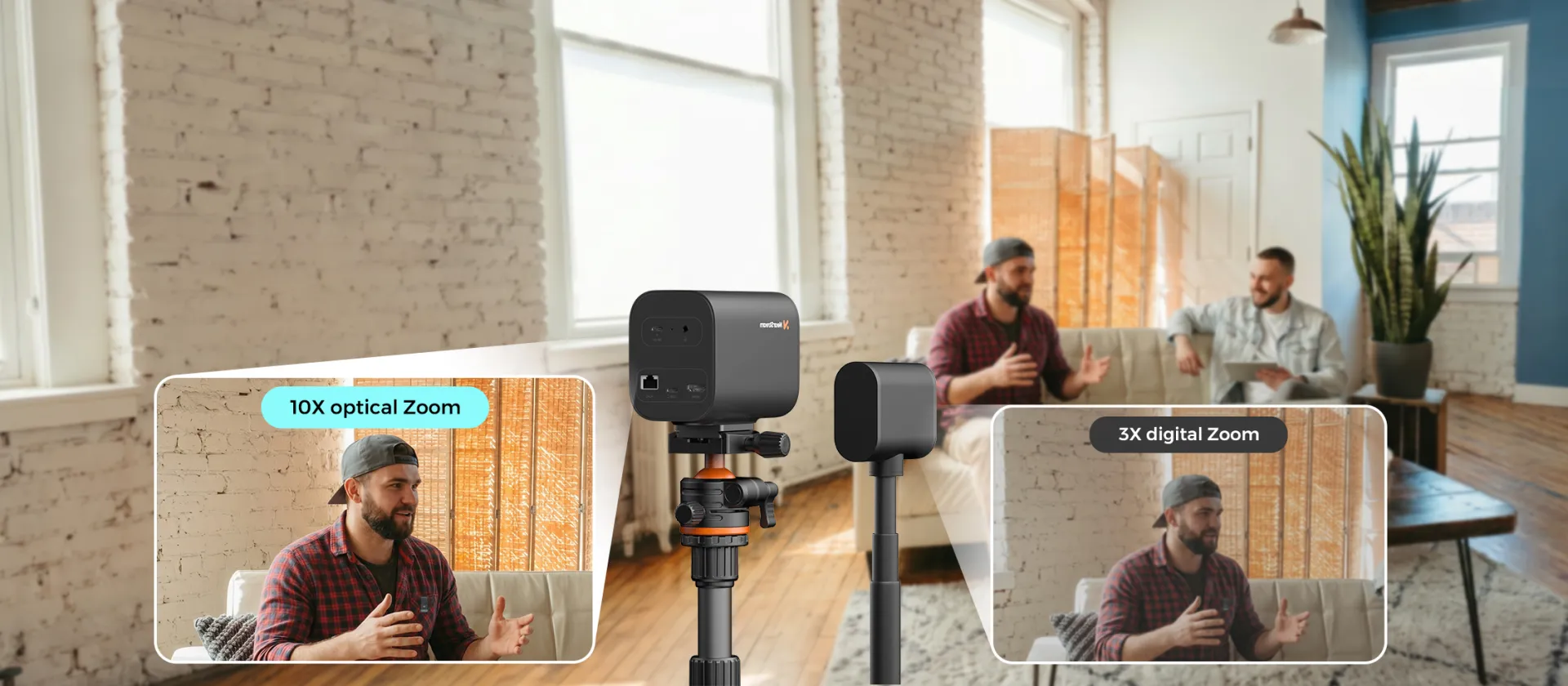 NearStream VM20 4K streaming camera's optical zoom compare to other webcam's digital zoom
